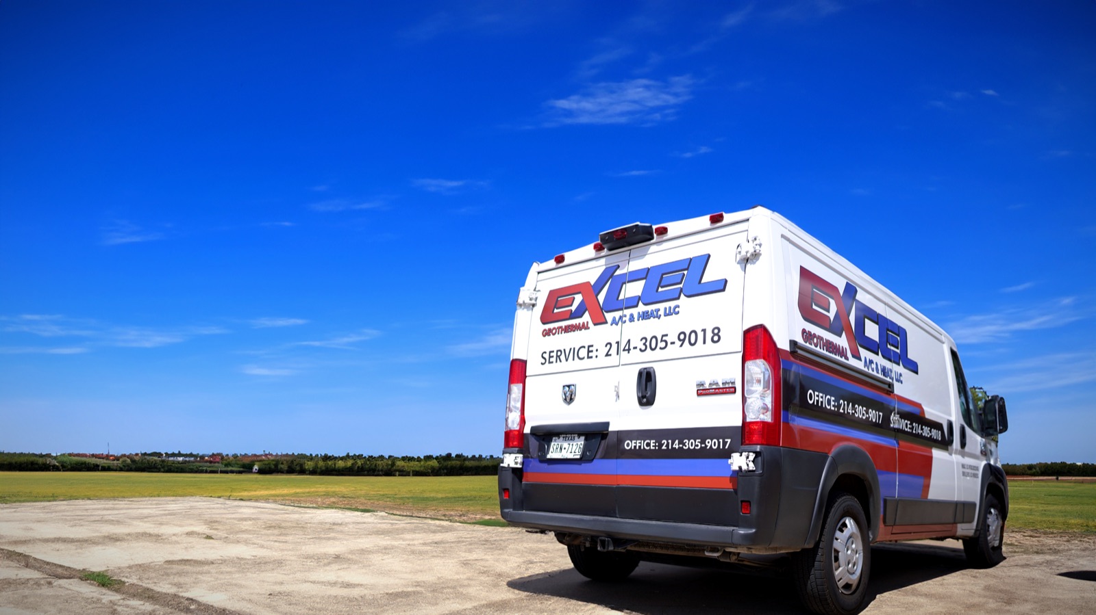 Excel Geothermal service van ready for a customer visit in Dallas-Fort Worth