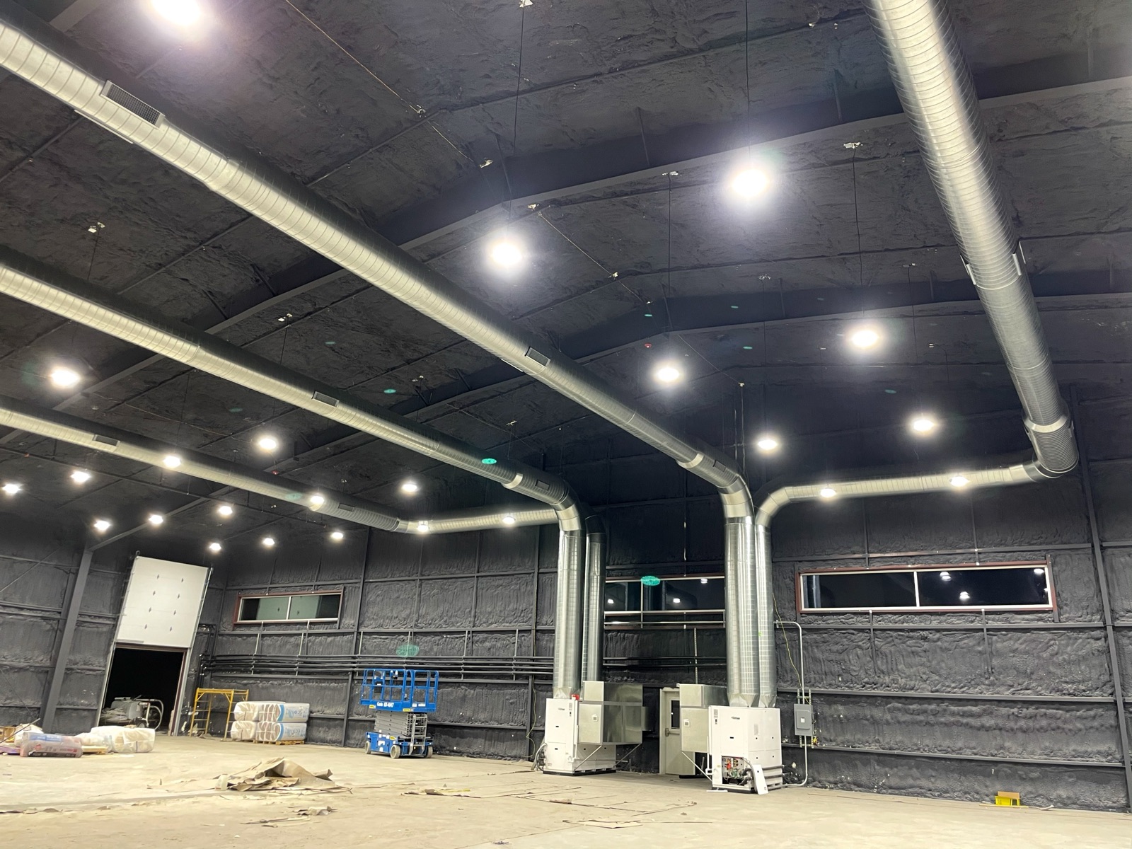 Completed geothermal mechanical installation at the Home Run Alley indoor sports facility in Lucas, Texas